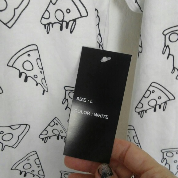 3/30 NWT PIZZA Long Sleeved Hoodie Tee Shirt Size L - Picture 5 of 6